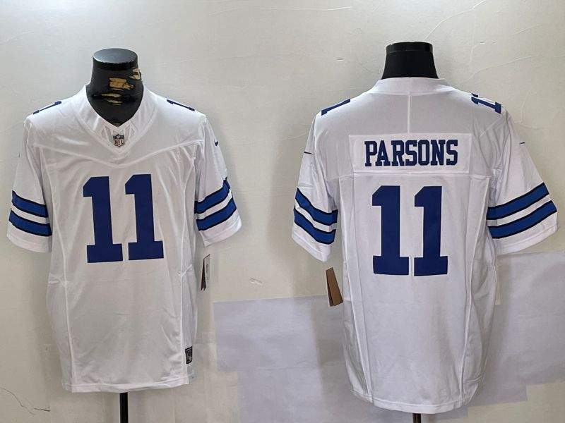 Men Dallas Cowboys 11 Parsons White 2024 Nike Three generations Vapor Limited NFL Jersey style 5